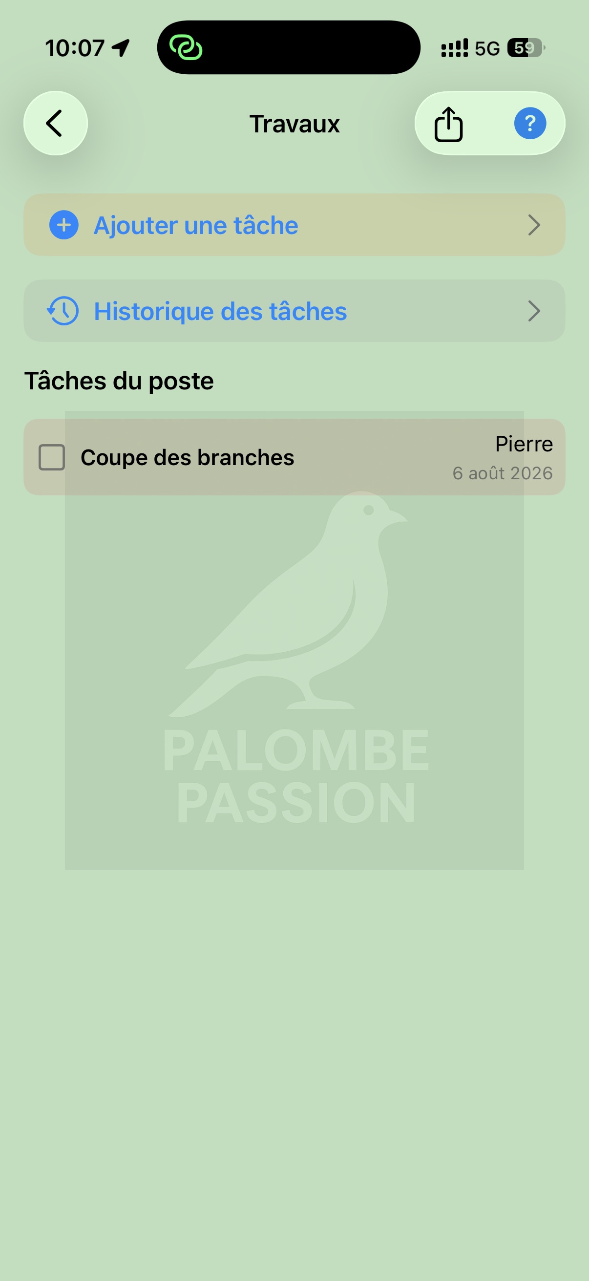 Liste des travaux du poste